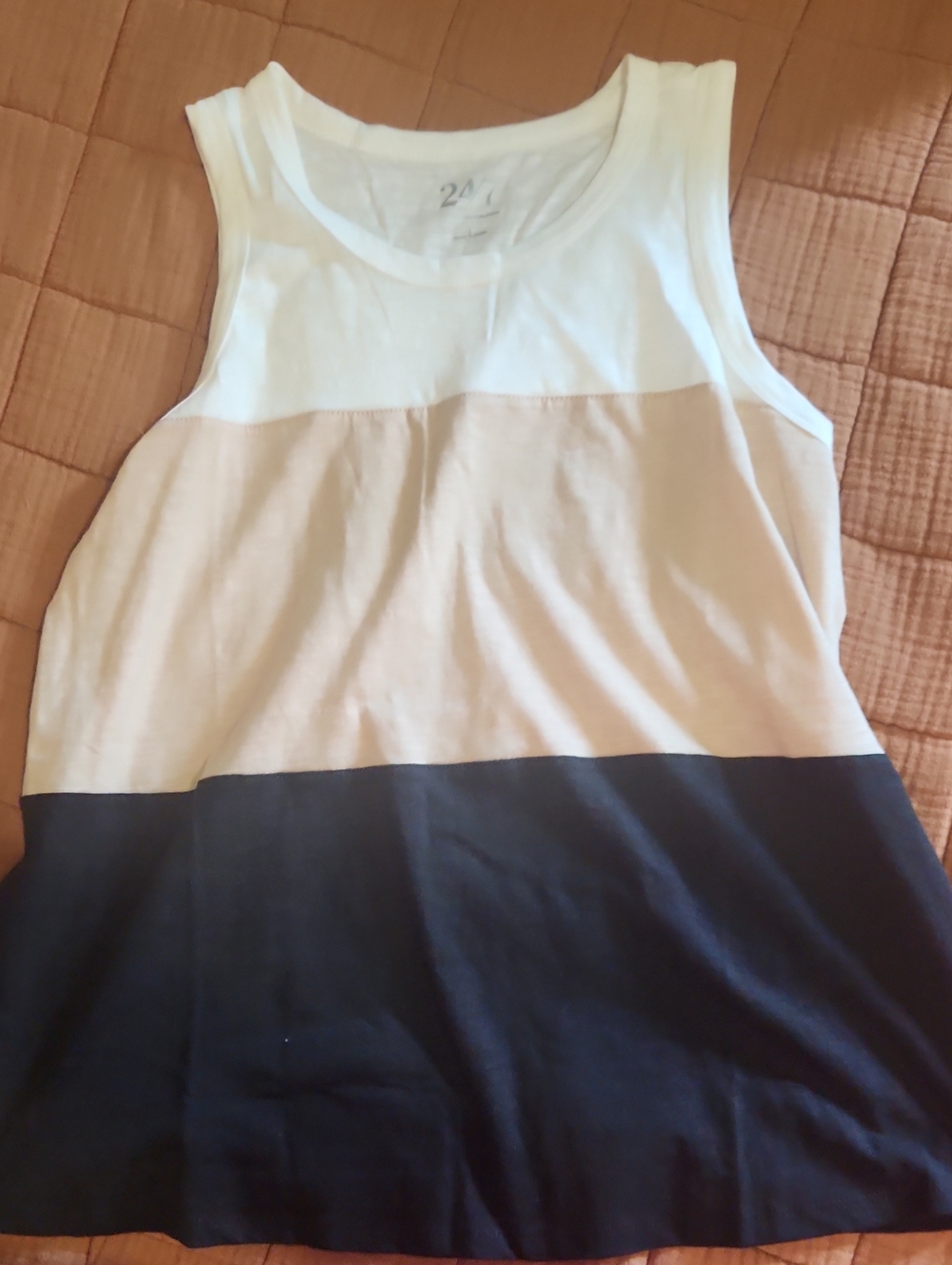 Maurices Colorblock Sleeveless Tank - White, Cream & Black